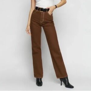 NWOT Reformation | Cowboy High Rise Straight Jeans 24 Chocolate Brown